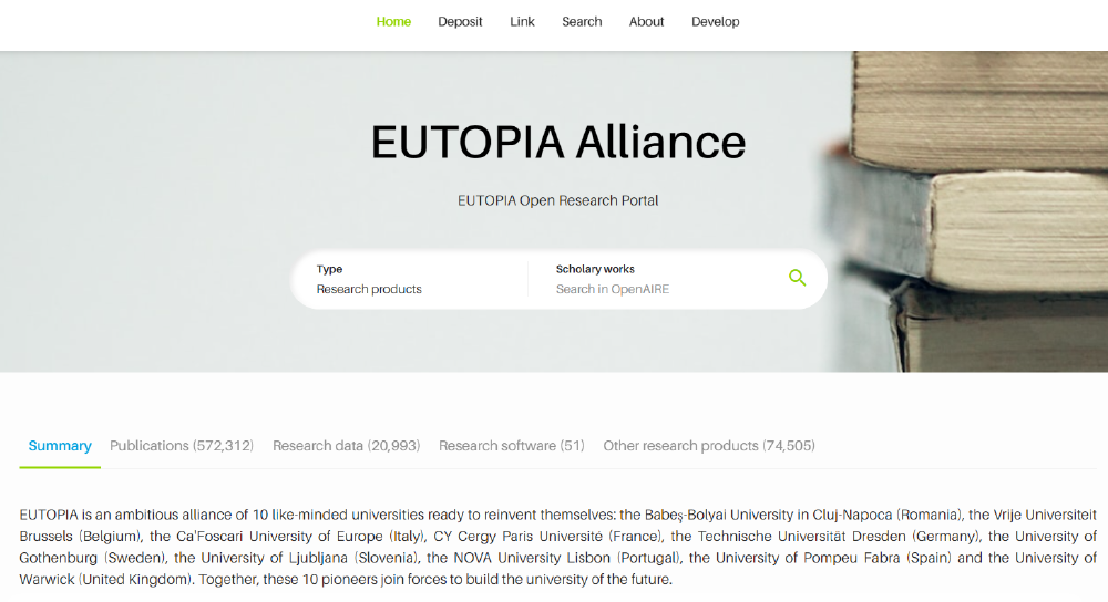 OpenAIRE EUTOPIA Front page
